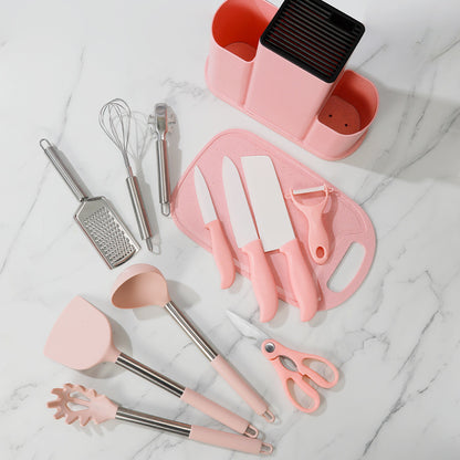 Itembabad 13-Piece Ceramic Kitchen Knife and Silicone Utensil Set - product detail image 2