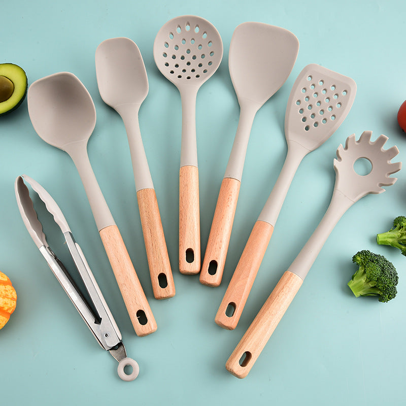 Itembabad 15-Piece Silicone Kitchen Utensil Set with Wooden Handles - product detail image 2